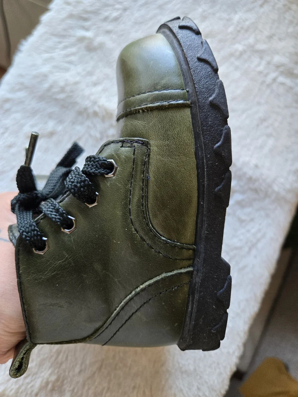 Stride Rite Kids Olive Green Lace-Up Ankle Boots